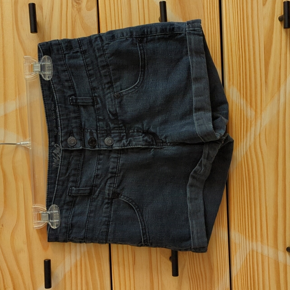 High Rise Black Denim Shorts